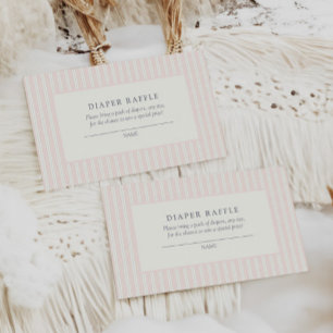 Vintage-Eleganz Baby Shower in Rosa gestreift Begleitkarte