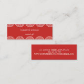 Vintage Eleganz, Chic, Rot, Weiß Mini Visitenkarte (Vorne/Hinten)