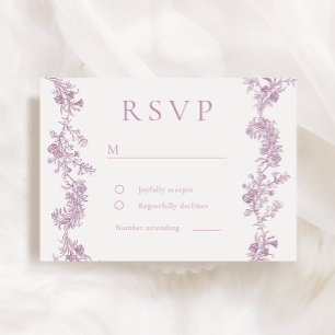 Vintage Eleganz: Dusty Rose Blush Bloral Wedding RSVP Karte