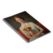 Vintage Eleganz: Frauen mit Welpe in Pastel Notizblock (Rechte Seite)