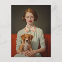 Vintage Eleganz: Frauen mit Welpe in Pastel