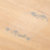 Vintage Eleganz: Hochzeitsfeier mit blauer Blume Acryleinladungen (Ablage )