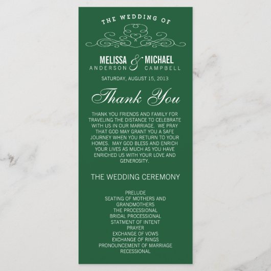 VINTAGE-ELEGANZ | HOCHZEITSPROGRAMM MIT SMARAGDTHE PROGRAMM (Vorderseite)