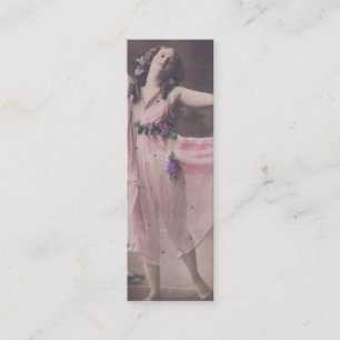 Vintage Eleganz im Rosa Blumenkleid Lesezeichen Mini Visitenkarte