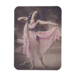 Vintage Eleganz in rosa, florales Kleid Magnet