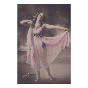 Vintage Eleganz in rosa, florales Kleid Poster