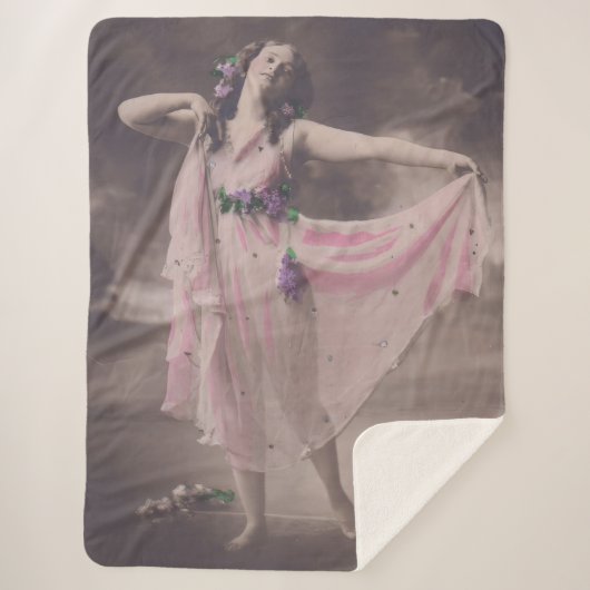 Vintage Eleganz in rosa, florales Kleid Sherpadecke (Vorderseite)