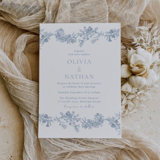 Vintage Eleganz: Klassische Blumenhochzeit Magneteinladung