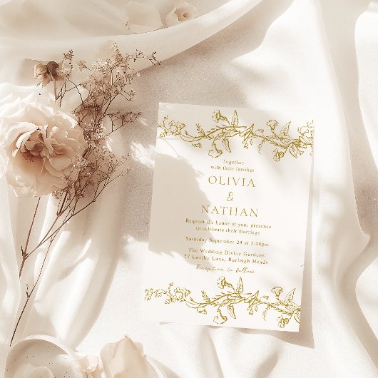 Vintage Eleganz: Klassische Hochzeit der Goldenen  Einladung