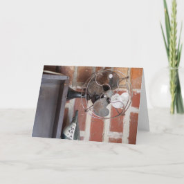 Vintage Eleganz: Klassischer Lüfter und Töpferei Karte