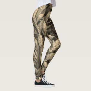 Vintage Eleganz Monochromes Beige Botanisches Must Leggings