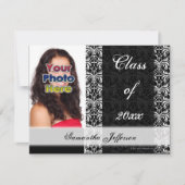 Vintage Eleganz, Schwarz-Weiß-Abschluss Einladung (Vorderseite)