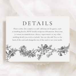 Vintage Eleganz: Schwarz-Weiß-Hochzeitsdetails Begleitkarte