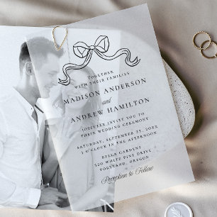 Vintage-Eleganz Schwarze Schleife Hochzeit Pergament Einladungen