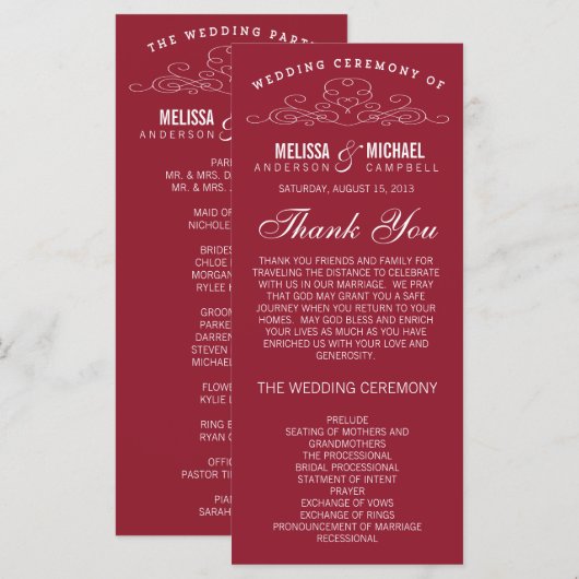 VINTAGE ELEGANZ | WEDDING-PROGRAMM PROGRAMM (Vorne/Hinten)