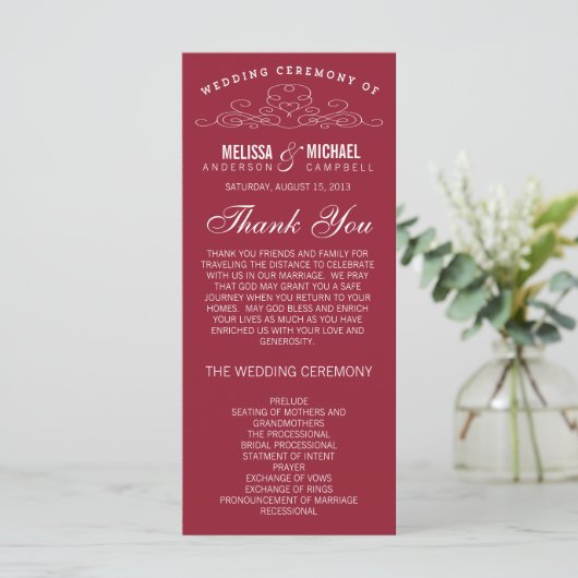 VINTAGE ELEGANZ | WEDDING-PROGRAMM PROGRAMM (Stehend Vorderseite)