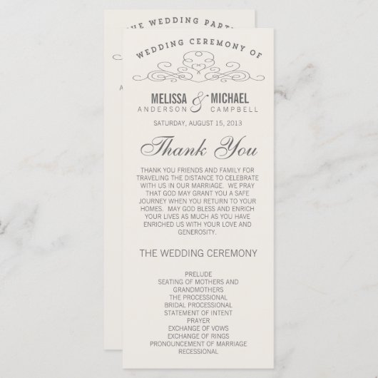 VINTAGE ELEGANZ | WEDDING-PROGRAMM PROGRAMM (Vorne/Hinten)