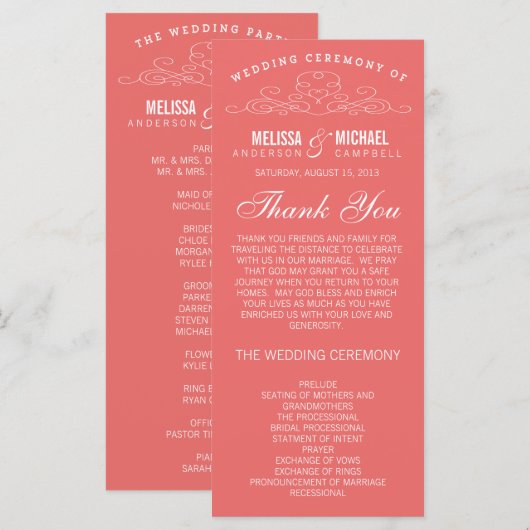 VINTAGE ELEGANZ | WEDDING-PROGRAMM PROGRAMM (Vorne/Hinten)