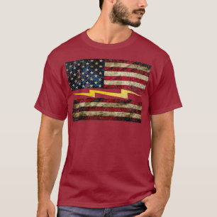 Vintage Elektriker US-amerikanische Flagge T-Shirt