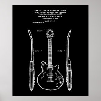 Vintage elektrische Gitarrenpatentkunst Poster