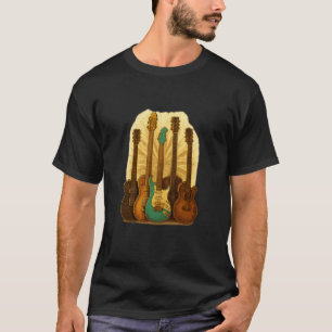 Vintage-Elektrogitarre-Kaffee-Retro-Musiker-Shirt T-Shirt