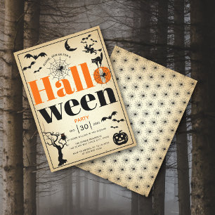 Vintage Elemente Erwachsene Halloween-Party Einladung