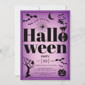Vintage Elemente Erwachsene Halloween-Party lila Einladung (Vorderseite)