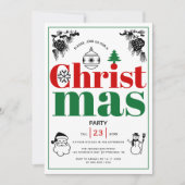 Vintage Elemente Weihnachtsfeier Einladung (Vorderseite)
