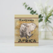 Vintage Elephant Africa Travel Map Postkarte (Stehend Vorderseite)