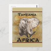 Vintage Elephant Africa Travel Map Postkarte (Vorne/Hinten)