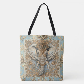 Vintage Elephant, Antique Elephant,Gold Soft Blue Tasche