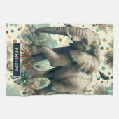 Vintage Elephant Dschungelmalerei Geschirrtuch (Horizontal)