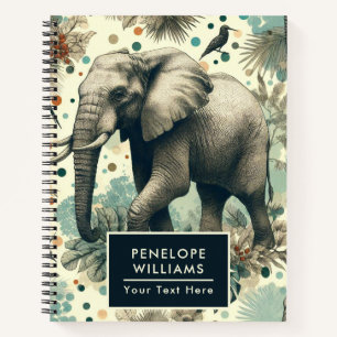 Vintage Elephant Dschungelmalerei Notizblock