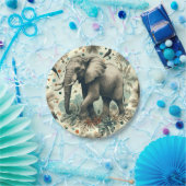 Vintage Elephant Dschungelmalerei Pappteller (Party)