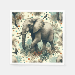 Vintage Elephant Dschungelmalerei Serviette