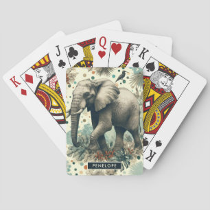 Vintage Elephant Dschungelmalerei Spielkarten
