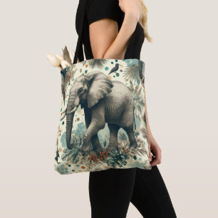 Vintage Elephant Dschungelmalerei Tasche