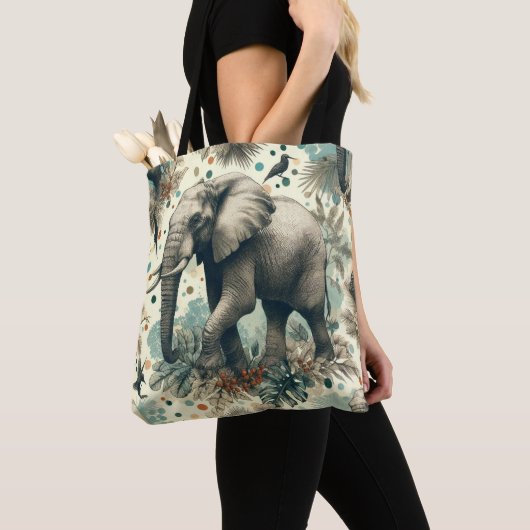 Vintage Elephant Dschungelmalerei Tasche (Von Nahem)
