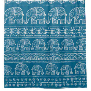 Vintage Elephant Frame Illustration Duschvorhang