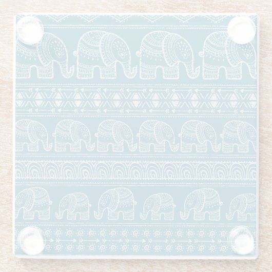 Vintage Elephant Frame Illustration Glasuntersetzer (Rückseite)