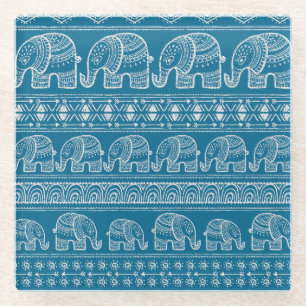 Vintage Elephant Frame Illustration Glasuntersetzer