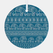 Vintage Elephant Frame Illustration Ornament Aus Glas (Rückseite)