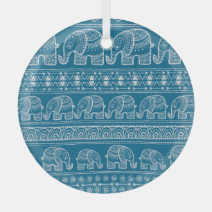 Vintage Elephant Frame Illustration Ornament Aus Glas