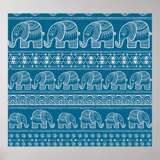 Vintage Elephant Frame Illustration Poster (Vorne)