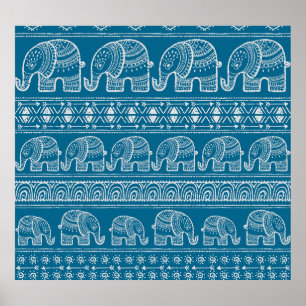 Vintage Elephant Frame Illustration Poster