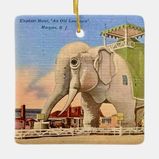 Vintage Elephant Hotel  Keramikornament (Vorderseite)