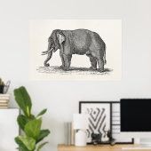 Vintage Elephant Illustration der 1800er Jahre - E Poster (Heimbüro)