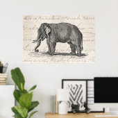 Vintage Elephant Illustration der 1800er Jahre - E Poster (Heimbüro)
