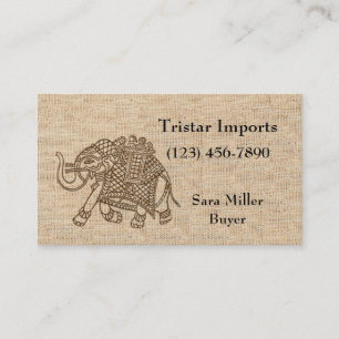 Vintage Elephant Woodblock Textur Visitenkarte