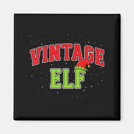 Vintage Elf Christmas Family Matching Group Xmas Magnet (Vorne)